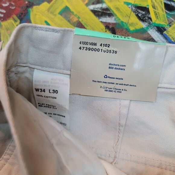 Dockers Khakie Flat Front Cargo Pants, men's 34x30, new with tags, 100% cotton - Picture 5 of 12